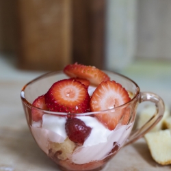 Stawberry shortcake in teacup